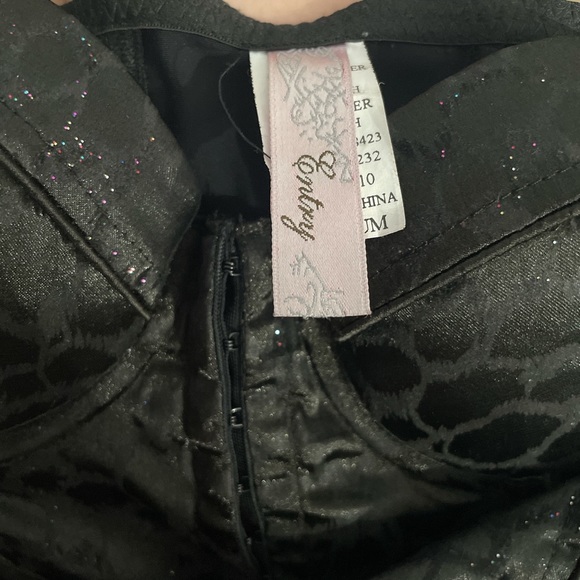 Vintage Black corset with glitter and black cheetah print - Picture 2 of 6